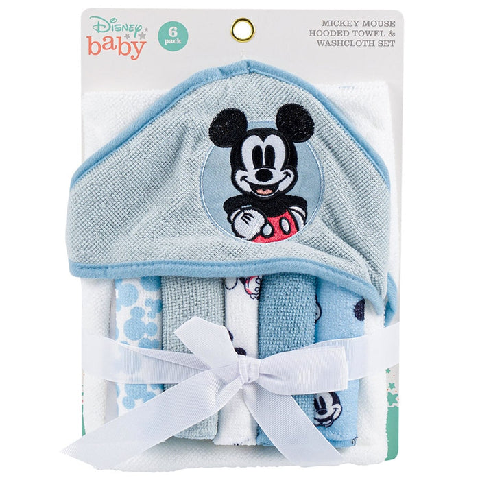Ensemble serviette à capuche et débarbouillets Disney Baby Mickey Mouse - Bleu