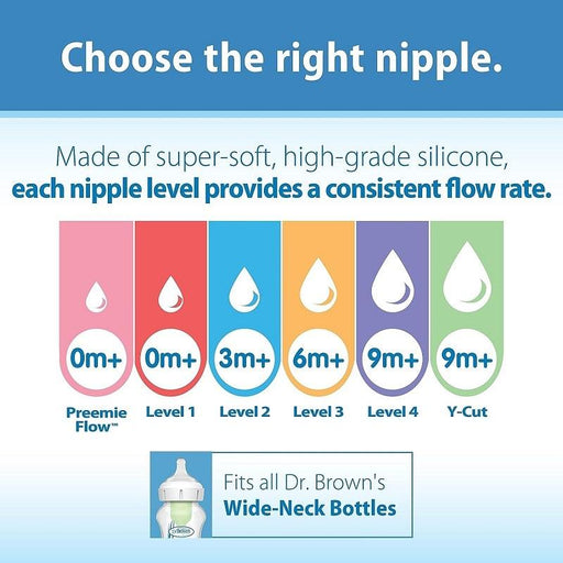 Dr. Brown's® - Dr. Brown's Natural Flow Option+ Large Neck Baby Bottle Nipples - 2 Pack