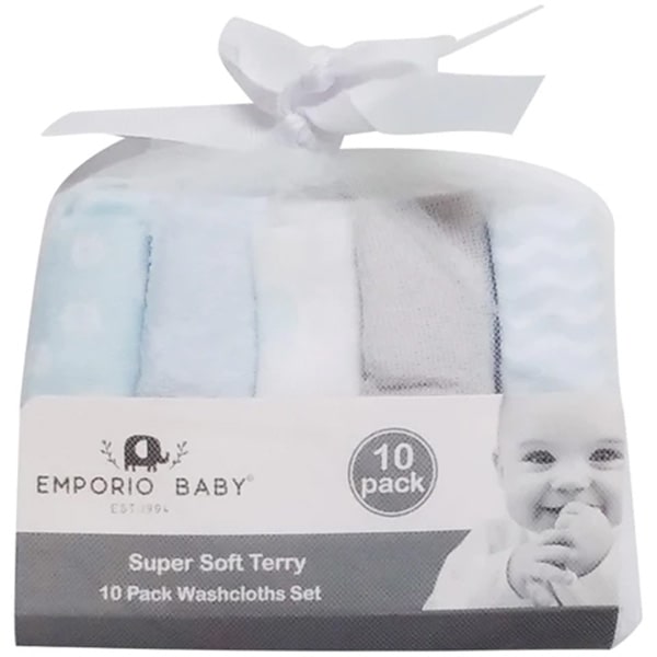 Emporio Baby Terry Soft Washcloth Set -  10 Pack