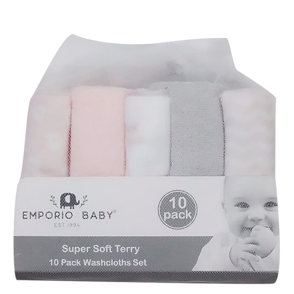 Emporio Baby débarbouillettes en tissu éponge doux - Lot de 10