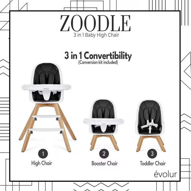 Chaise haute Evolur Zoodle 3-en-1