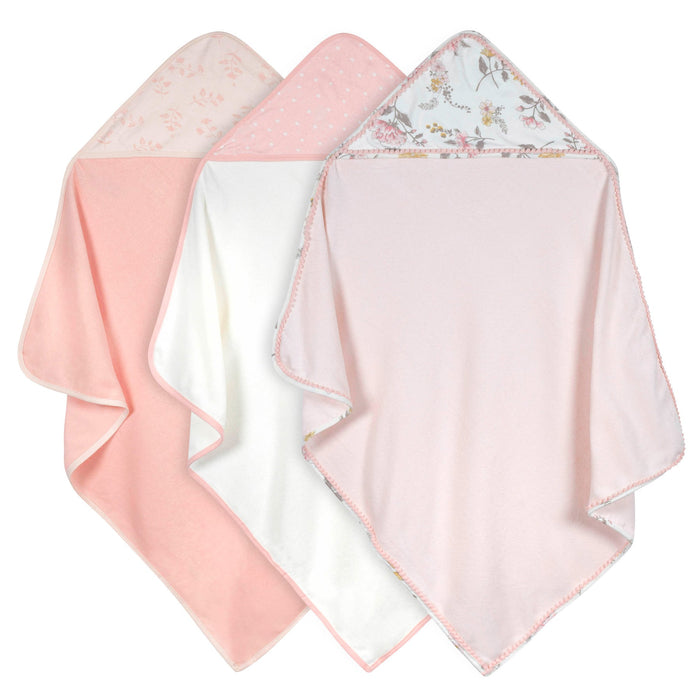 Just Born 3 Pack Baby Girls Vintage Floral Hooded Towels