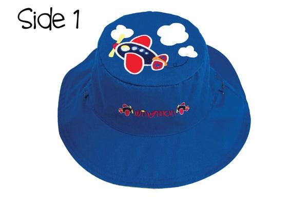 Flapjack Kids - FlapJack Kids UPF50+ Reversible Sun Hat - Plane / Train