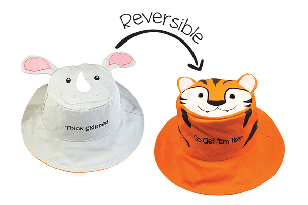 Flapjack Kids - FlapJack Kids UPF50+ Reversible Sun Hat - Rhino / Tiger