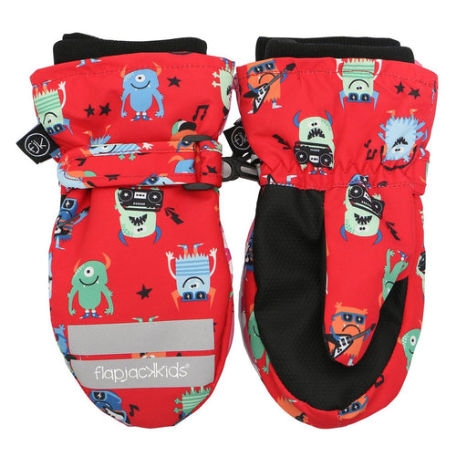 Flapjack Kids - FlapJack Kids Water Repellent Ski Mittens - Monsters Red