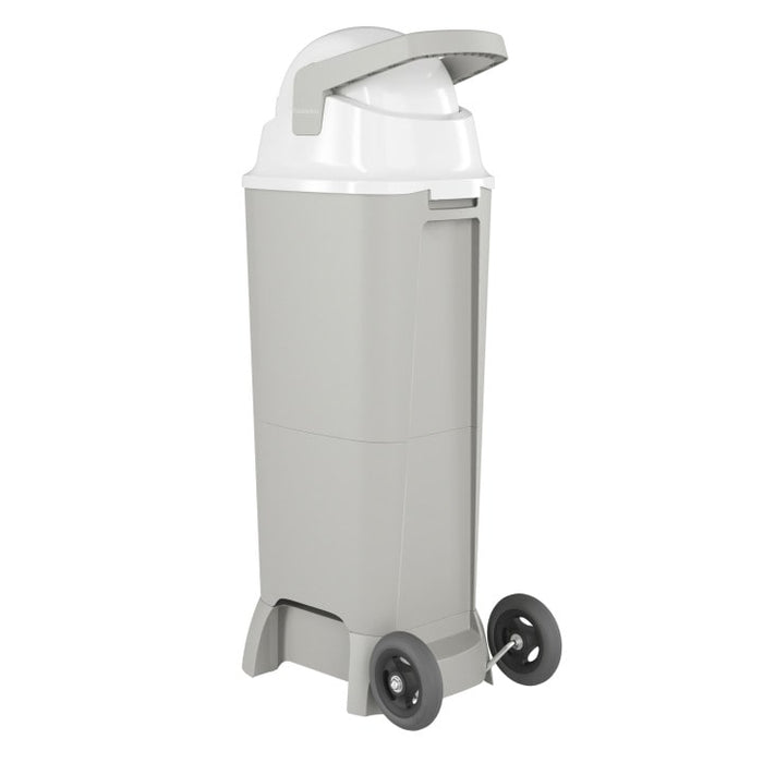 Foundations Premium Hands-Free Tall Diaper Pail with Wheels Gray