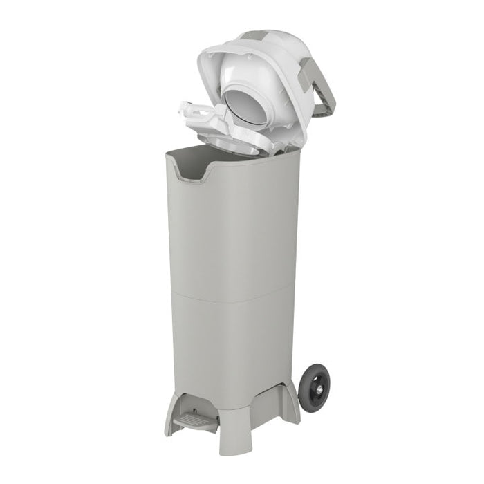 Foundations Premium Hands-Free Tall Diaper Pail with Wheels Gray