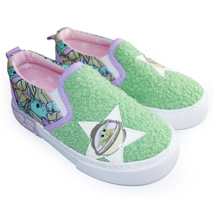 Ground Up - Ground Up Star Wars Baby Yoda Mandalorian Youth Girls Sherpa Canvas Shoes