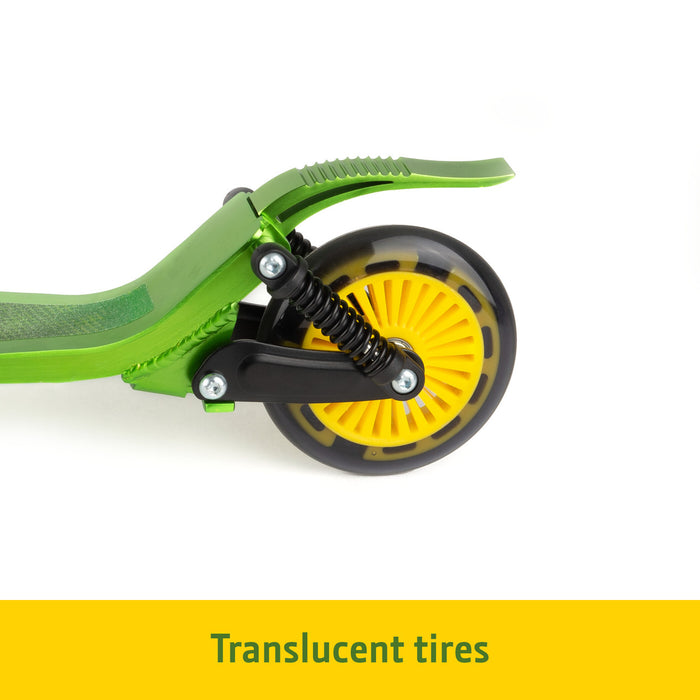 Tomy - John Deere Kids’ Kick Scooter – Lightweight Aluminum Scooter with Lighted Wheels & Adjustable Height – Ages 5+