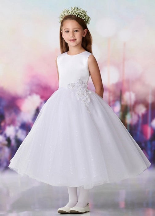 Macis Design A-Line Sleeveless Satin Tulle Kids Dress - 119380