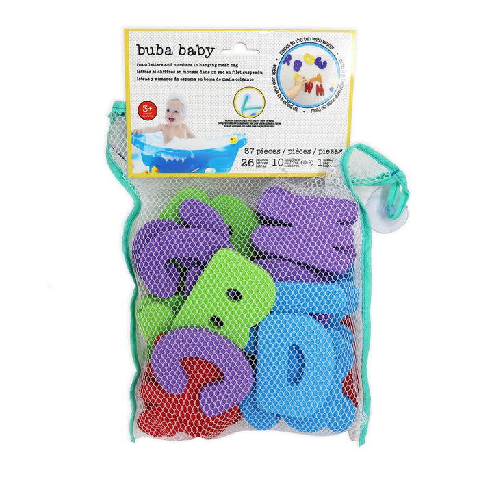 Lettres et chiffres de bain moussant Buba Baby avec sac de rangement à ventouse