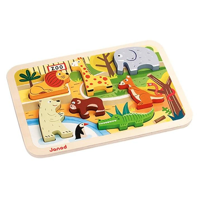 Janod® - Janod Chunky Baby & Toddler Wooden Puzzle - Zoo Animals