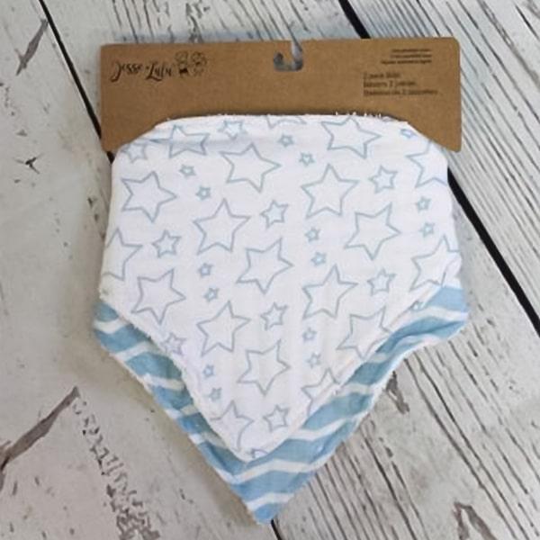 Jesse+Lulu® - Jesse & Lulu Muslin Cotton Bibs - 2 Pack - Baby Blue