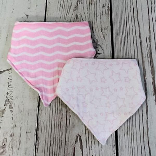 Jesse+Lulu® - Jesse & Lulu Muslin Cotton Bibs - 2 Pack - Baby Pink