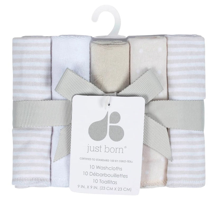 Just Born Baby Washcloths Neutral Natural Leaves - 10-pack