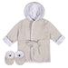 Just Born - Just Born 2 Piece Baby Neutral Natural Leaves Bathrobe & Booties Set