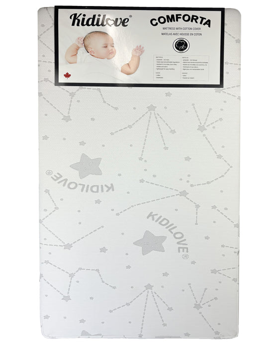 Matelas pour lit de bébé Kidilove Comforta - Housse en coton respirant, taille standard 52" x 27"