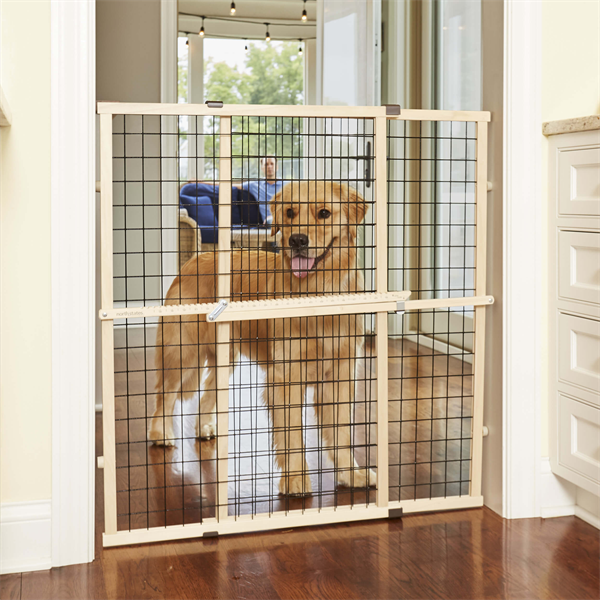 North States Pet Extra Tall & Wide Wire Mesh Petgate - Natural/Black
