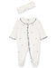 Little Me - Little Me Rosebud Zip Footed One-Piece and Headband - Rosebud