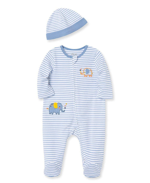 Little Me - Little Me Zip Footed One-Piece and Hat