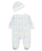 Little Me - Little Me - Zip Footed One-Piece and Hat - Dainty Blossoms