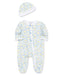 Little Me - Little Me - Zip Footed One-Piece and Hat - Dainty Blossoms