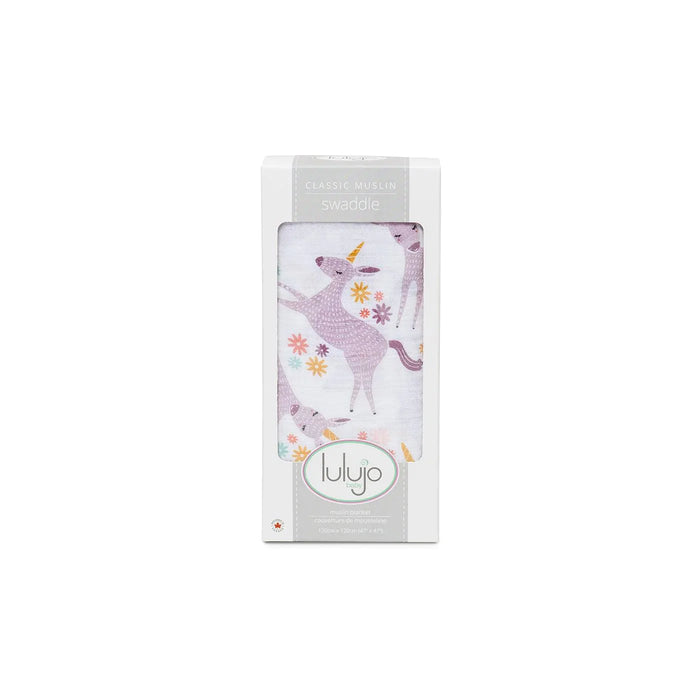 Lulujo® - Lulujo Cotton Muslin Swaddle Modern Unicorn