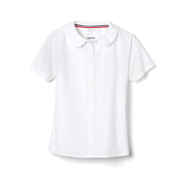 French Toast Girls School Uniform Short Sleeve Peter Pan Collar Blouse - White - SE9383