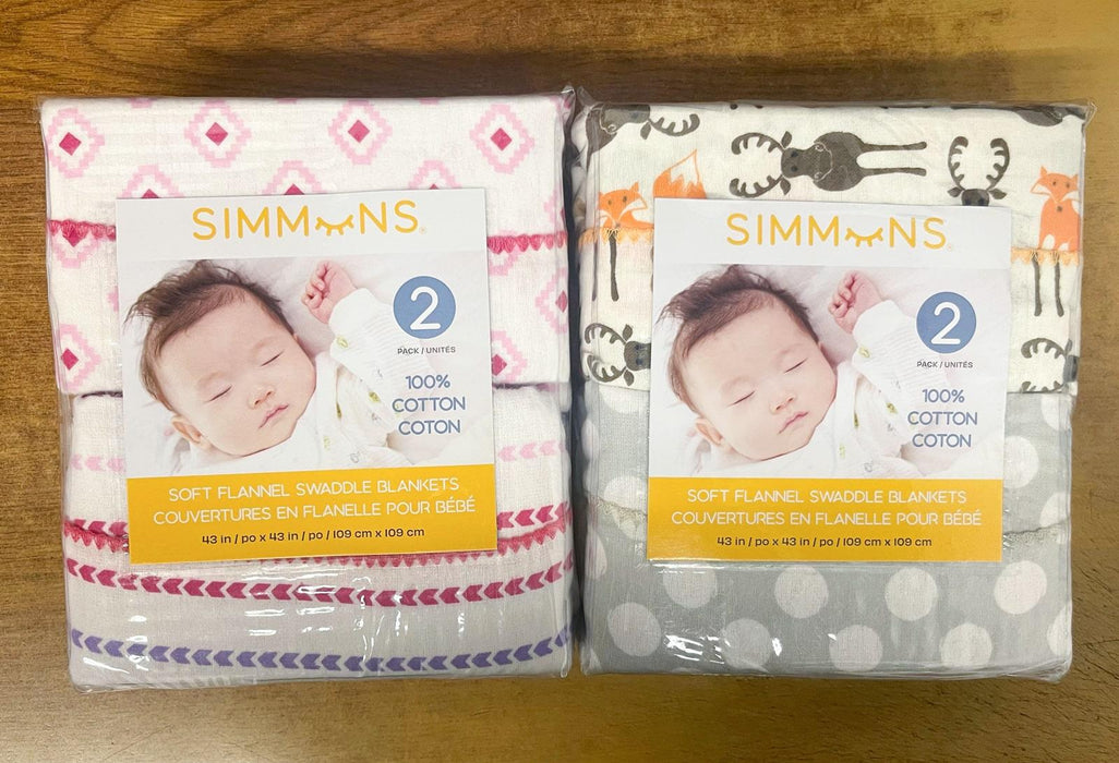 Simmons® - Simmons 2 pk Flannel Swaddles