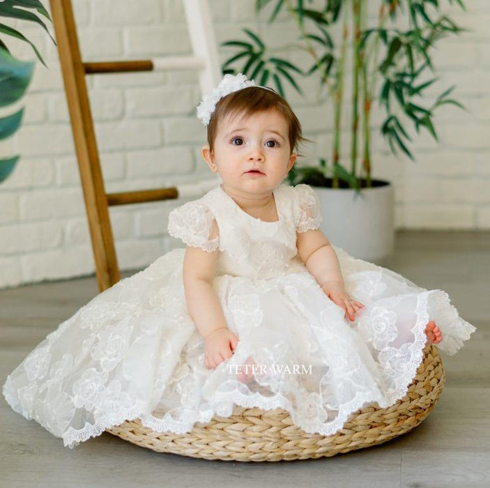 Teter Warm - Teter Warm Baby Girls Baptism Off White Dress BH04