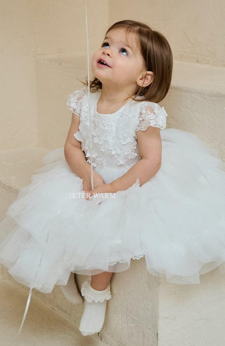 Teter Warm - Teter Warm Baby Girls Baptism Off White Dress BS123