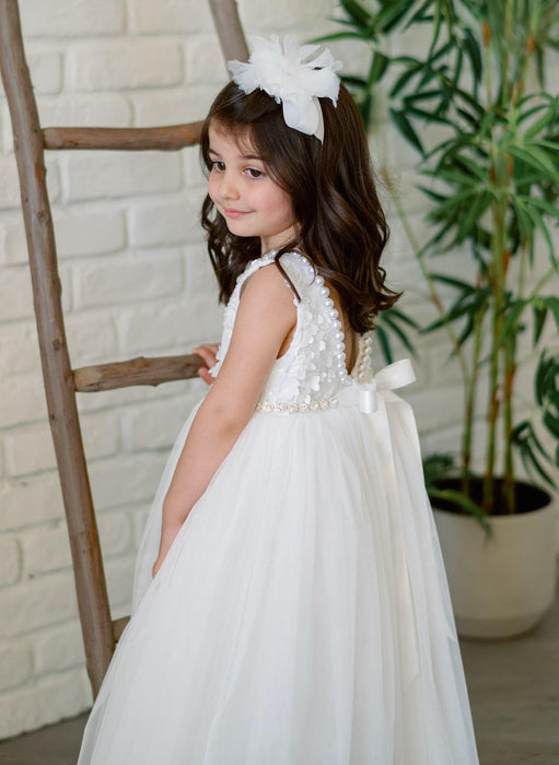 Teter Warm - Teter Warm Flower Girls Off White Dress FS82T