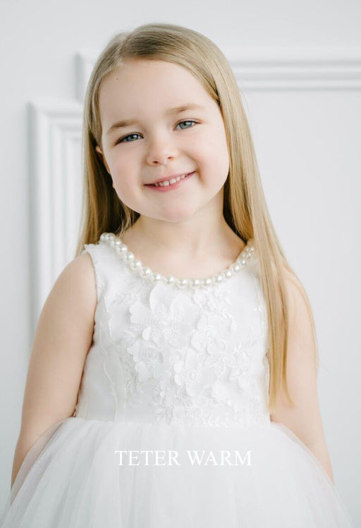 Teter Warm - Teter Warm Flower Girls Off White Dress FS82T