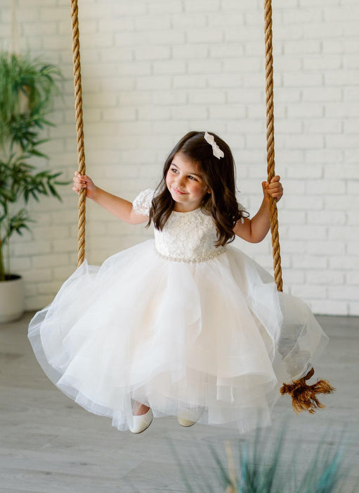 Teter Warm - Teter Warm Flower Girls Off White Dress FS92