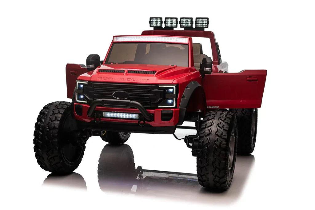 Voltz Toys - Voltz Toys Kids Double Seater Ford Super Duty F450 Lifted Version Wine Red- 24V