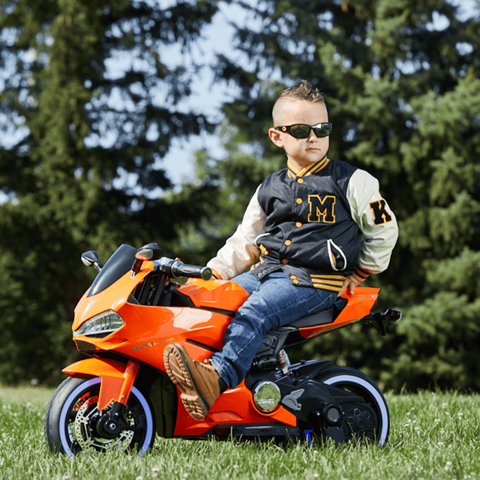 Voltz Toys 12V Licensed Ducati Kids Single Seater Motorcycle with Training Wheels