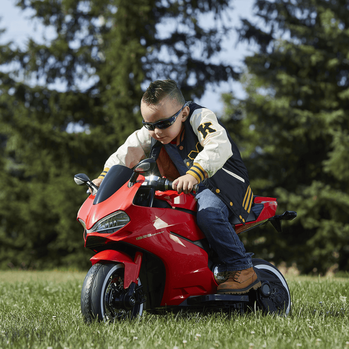 Voltz Toys 12V Licensed Ducati Kids Single Seater Motorcycle with Training Wheels