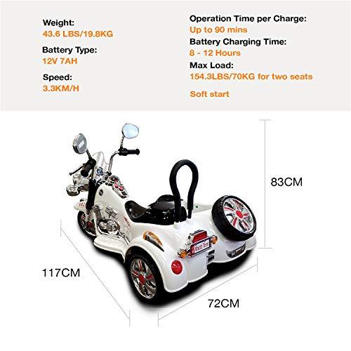 Voltz Toys Motocyclette électrique pour enfant 12V à double sièges Ride On Bike
