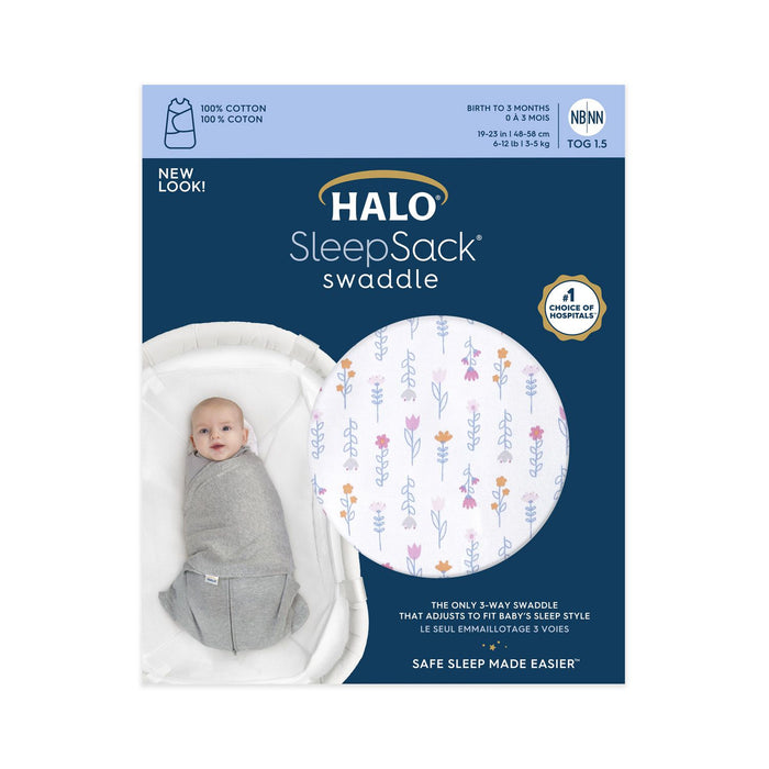 HALO® SleepSack Swaddle Cotton Flower Garden - 1.5 Tog