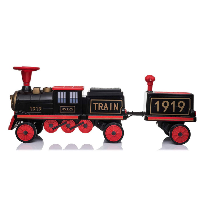 Voltz Toys Train Locomotive avec wagon pour enfants et parents 12V - 4 sièges
