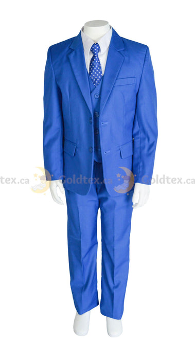 Formal Kids Wear - Formal Kids Wear 5-piece suit set - Ocean Blue - Style 8164