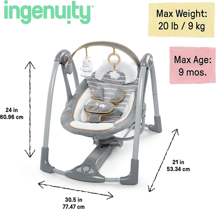 Ingenuity by Bright Starts® - Ingenuity Boutique Collection Swing 'n Go Portable Swing - Bella Teddy