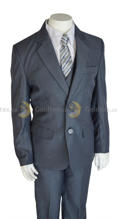 Formal Kids Wear - Formal Kids Wear 5-piece suit set - New Grey - Style 8158