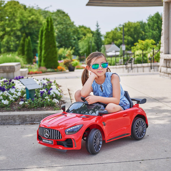 Voltz Toys Voiture pour enfant à siège unique 12V sous licence Mercedes-Benz AMG GTR avec télécommande