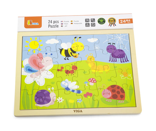 Viga® - Viga Wooden Puzzle 24pcs - Happy Insects