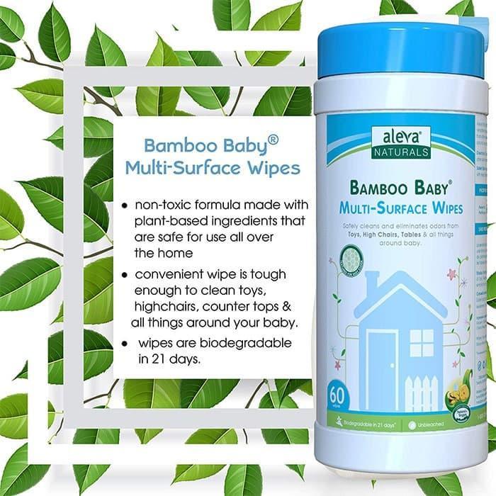 Aleva® - Aleva Bamboo Baby Multi-Surface Wipes - 60ct