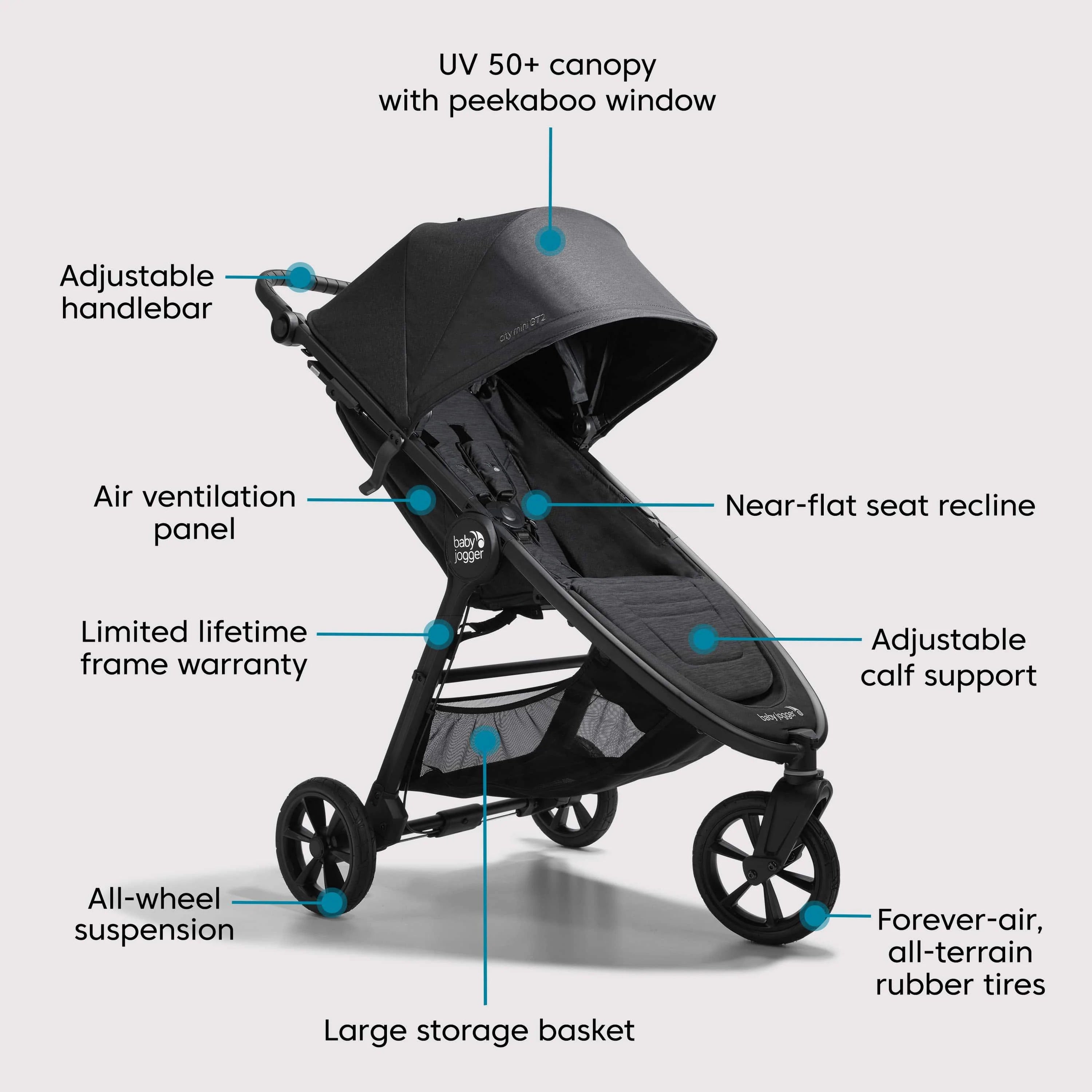 Baby Jogger® - Baby Jogger City Mini GT2 Single Baby Stroller With Car Seat Adapters