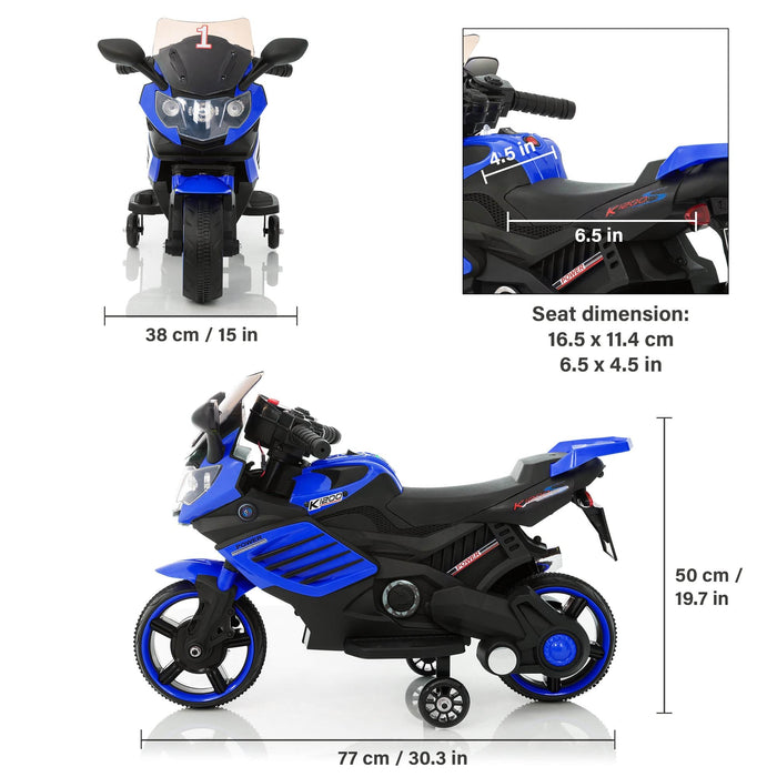 Voltz Toys Motocyclette pour enfants à siège unique 6V avec roues d'entraînement