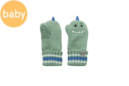 Flapjack Kids - Flapjack Baby Knitted Mittens - Dino, 0-2Y