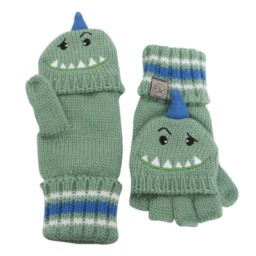 Flapjack Kids - Flapjack Kids Knitted Fingerless Gloves w/Flap - Dino (2-6Y)